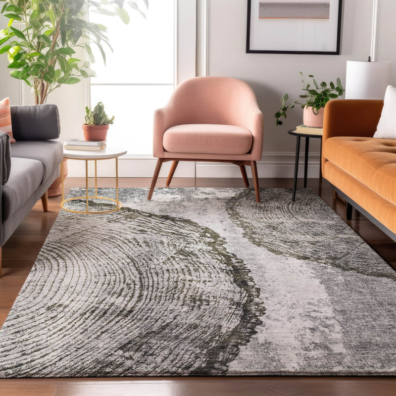 Premium Machine Washable Cerrito Gray Rug, Rectangle 9' x 12'