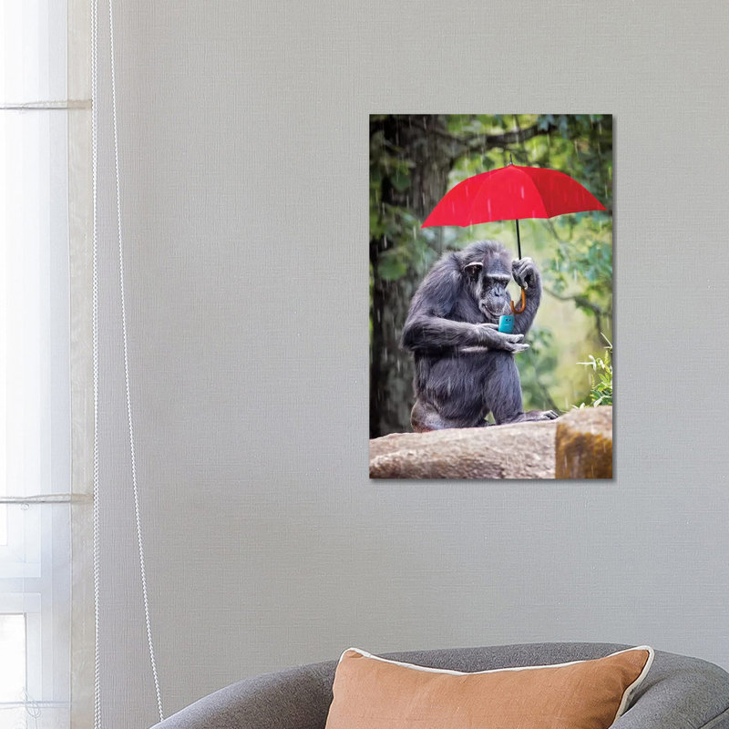 Chimp Staying Connected by Karen Burke - Wrapped Canvas Print, 66.04cm H x 45.72cm W x 1.905cm D