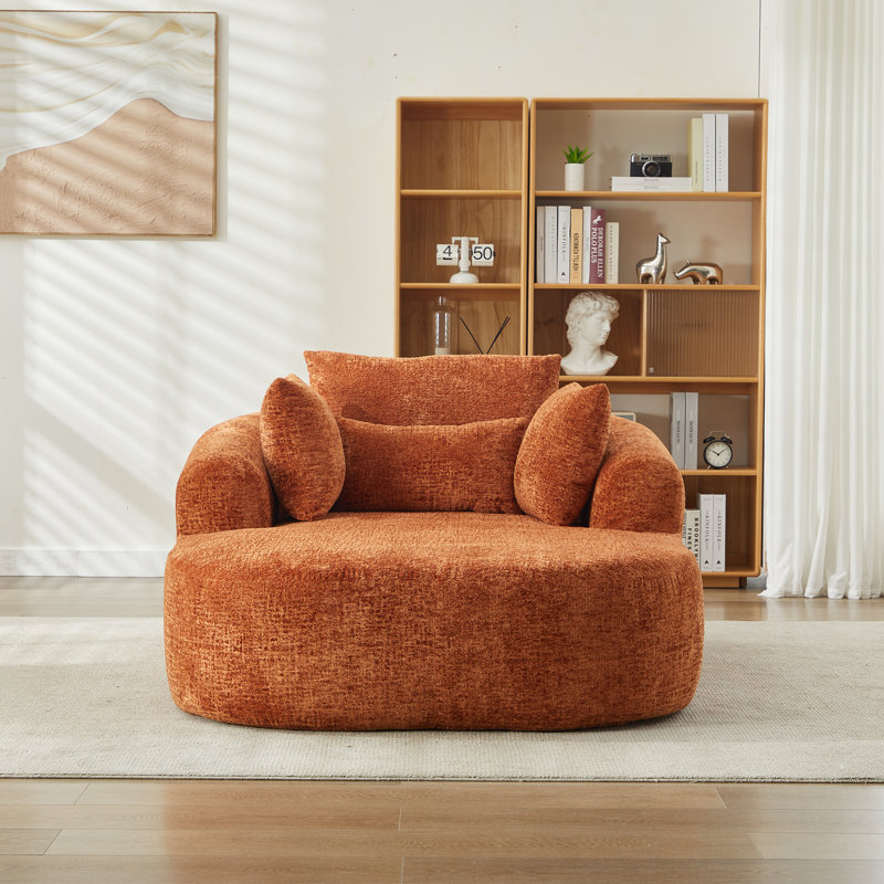 Upholstered Chaise Lounge, Orange