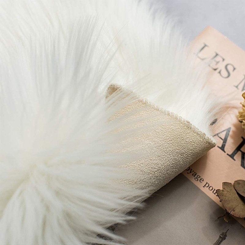 Lavallee Faux Sheepskin Shag Performance White Rug, Round 5'
