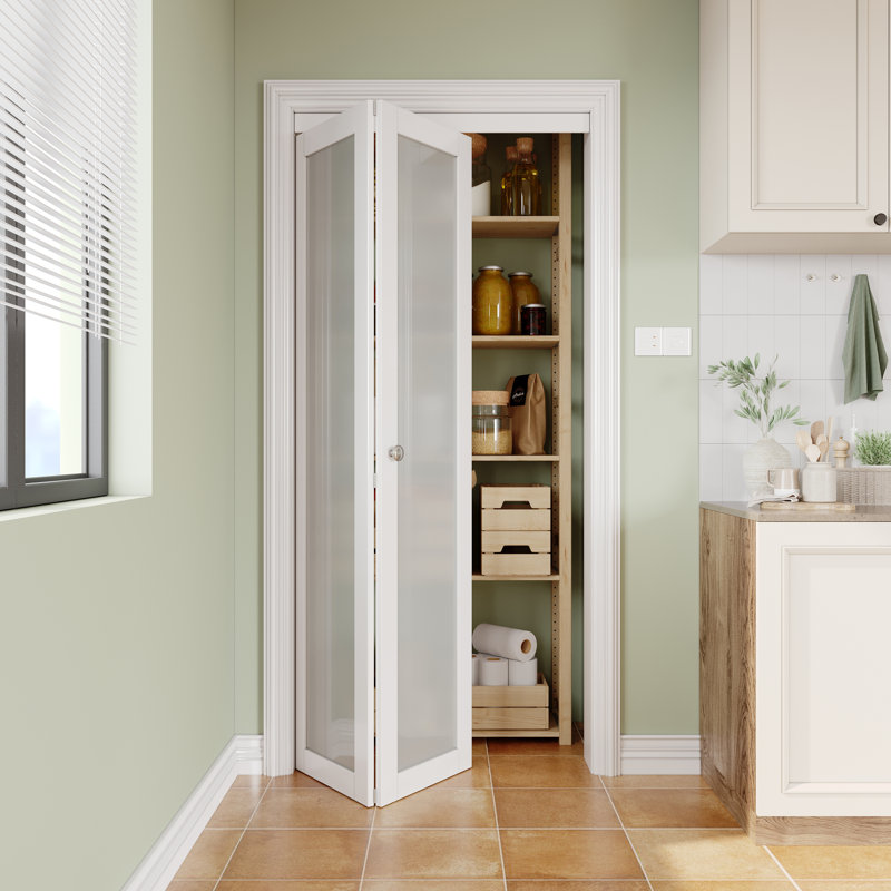 Porte pliante 36 po x 80 po 1 verre et noyau solide pour portes de placard avec installation BIFOLD DOOR, 36 po x 80 po