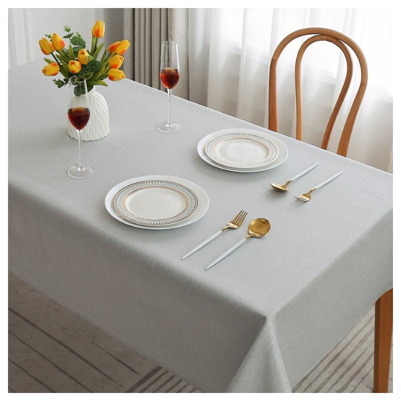 Home Decorative Glitter Rectangular Round Tablecloth Washable Table Cover, Grey, 70" L x 70" W