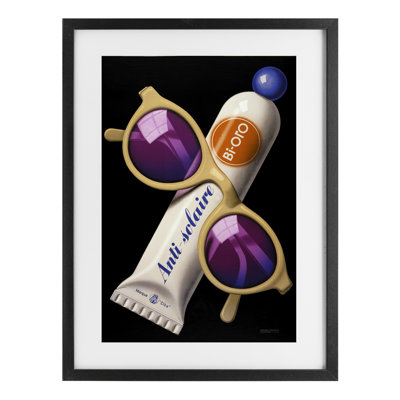 Sunblock & Sunglasses Framed Print Under Glass, design by Print Collection