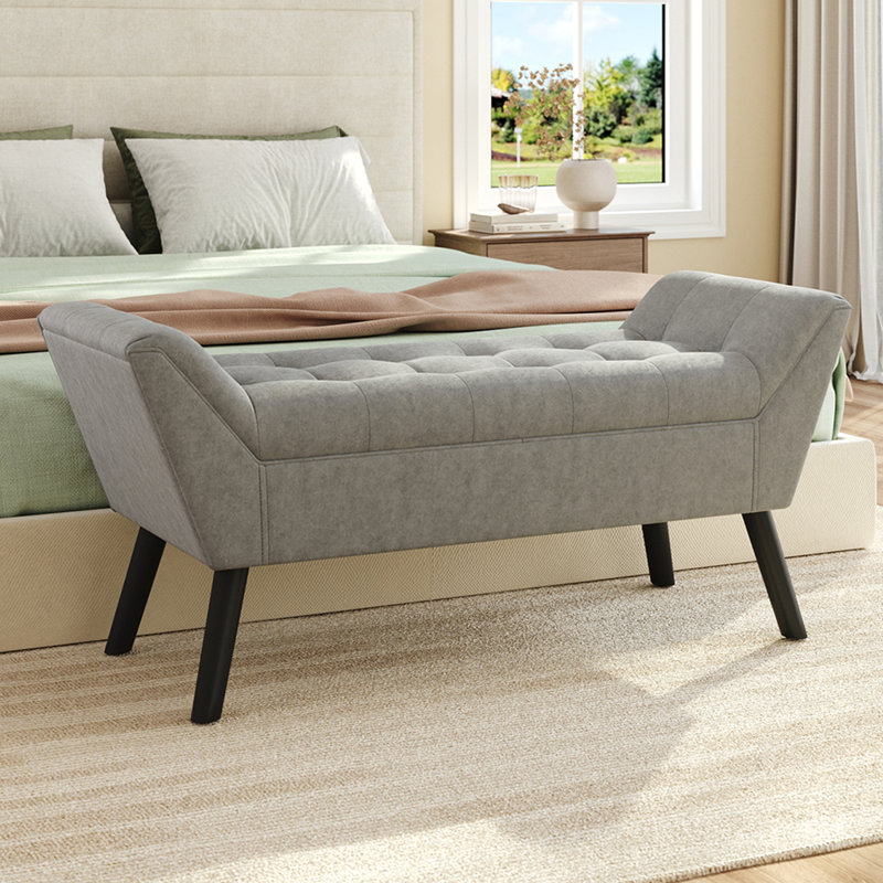 Cosima Velvet Upholstered Bench, Grey