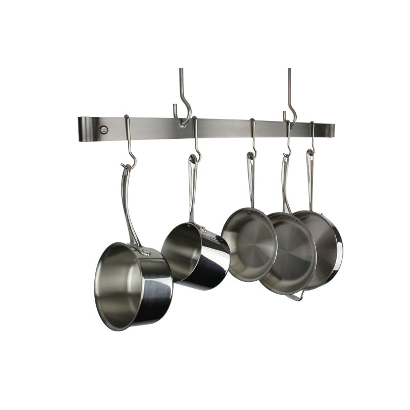 Premier Handcrafted Hanging Pot Rack, Stainless Steel, 20'' H x 60'' W x 1'' D