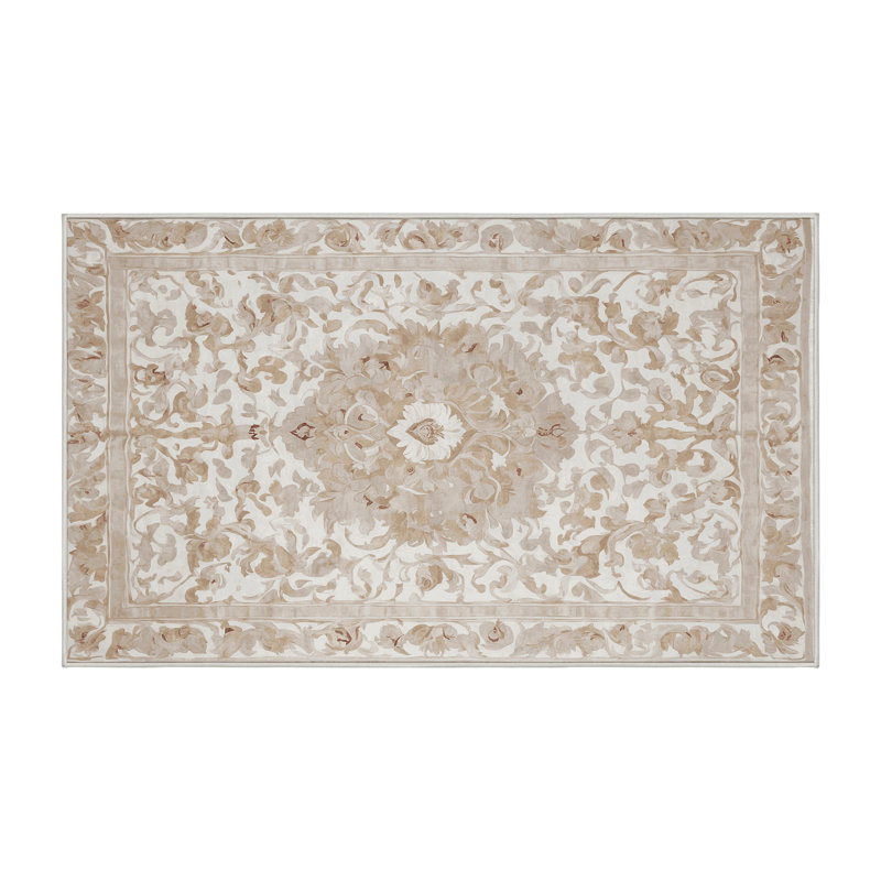 Tapis beige soyeux et moelleux, Rectangle 4 pi x 6 pi