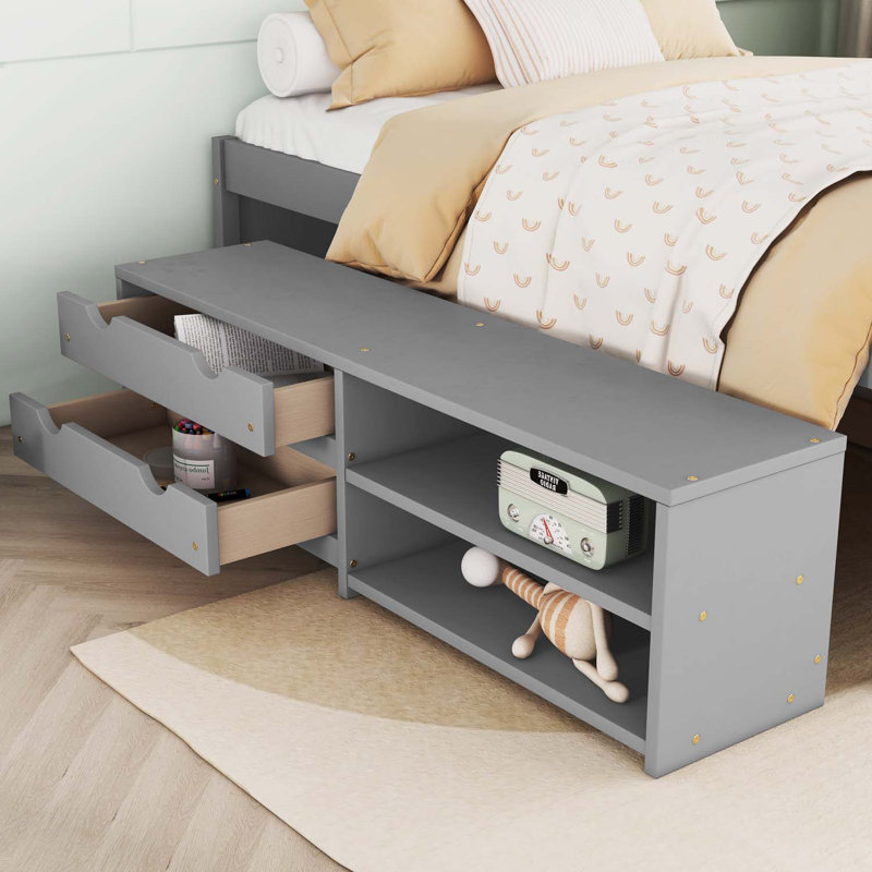Lit plateforme avec rangement Overbay, gris