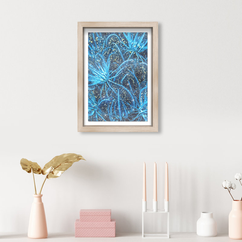 Neon Garden Print by Oliver Gal, 37.5"H x 25.5"W, Natural Oak Shadowbox