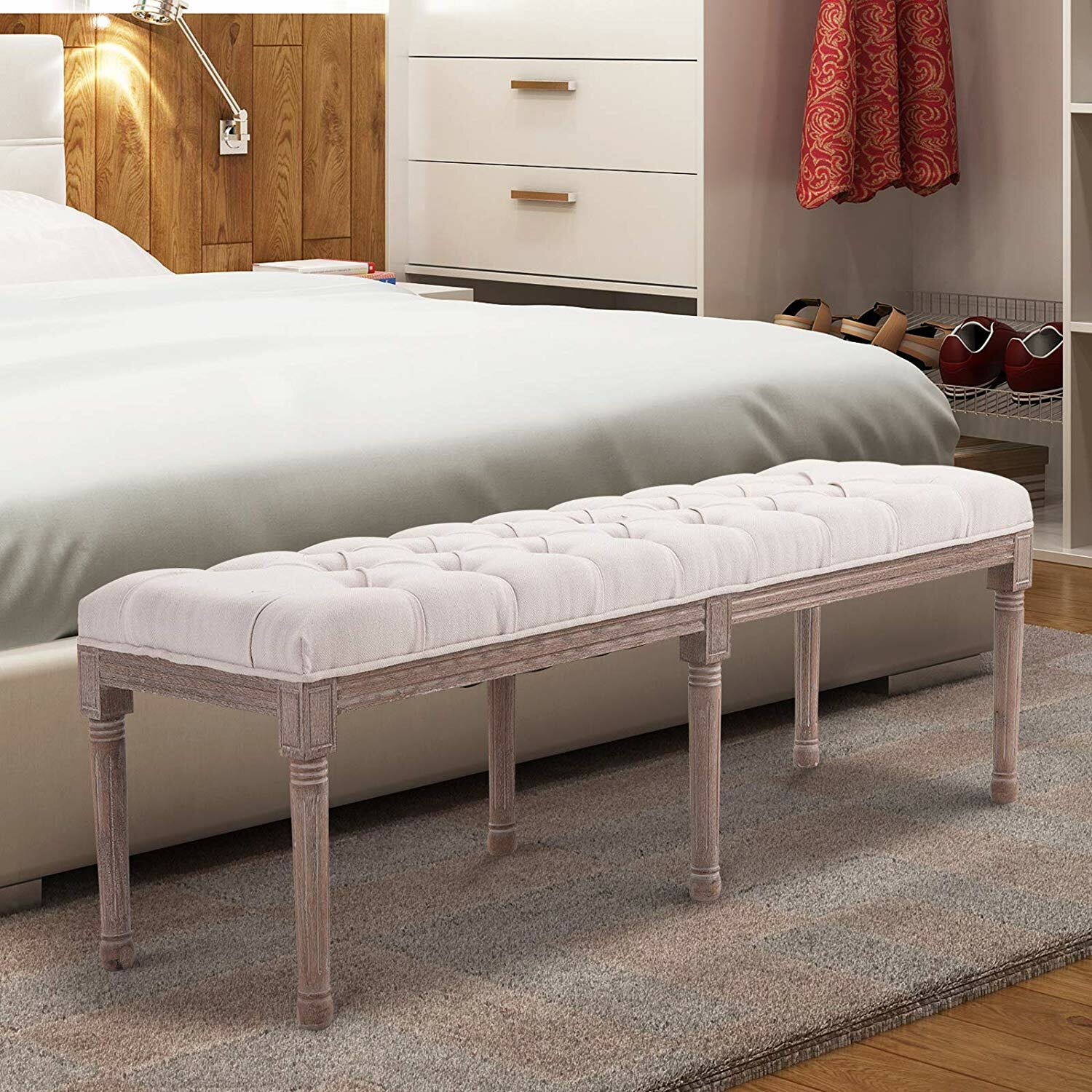 Deford cabriole deals legs upholstered bench