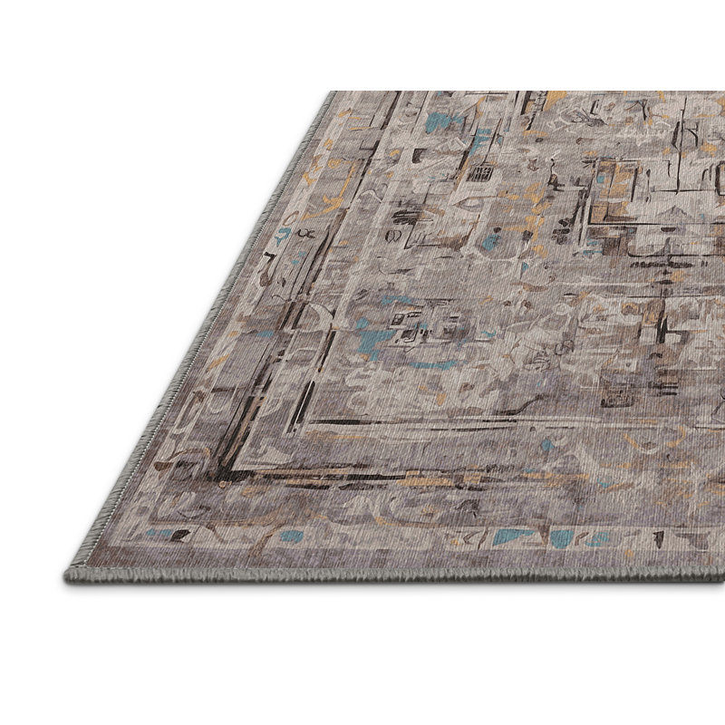 Machine Washable Gray Area Rug, Runner 2' x 5'
