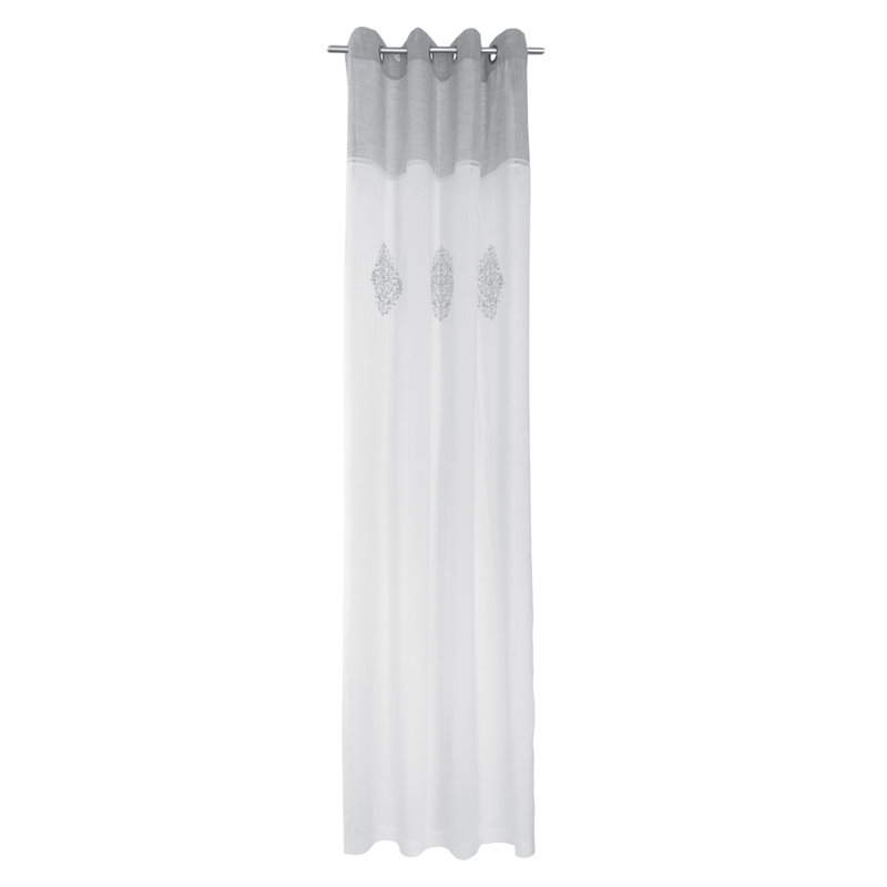 Destin Eyelet Semi-Sheer Single Curtain, Grey