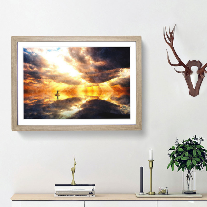 Fishing Boat - Picture Frame Graphic Art Print, Oak Framed, 62cm H x 87cm W x 2cm D