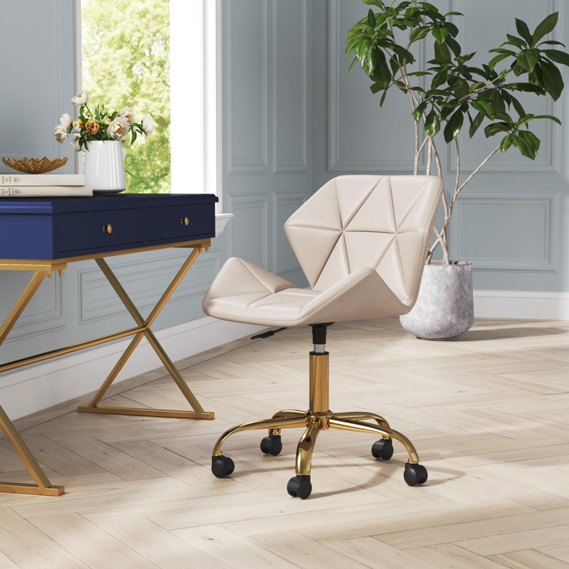 Chaise de bureau pivotante en velours Alec, Kaki