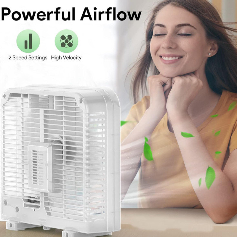 White 10-Inch Two-Speed Portable Box Fan