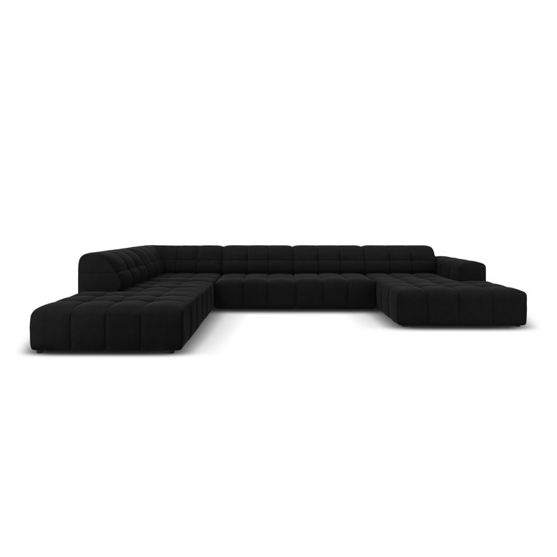 Chicago 7 Seater Corner Sofa, Black, Left Hand Facing