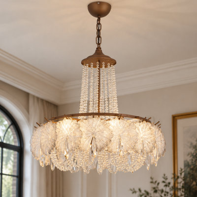 Lustre Empire vintage à 6 lumières, à intensité variable, avec accents de cristal (ampoule incluse)