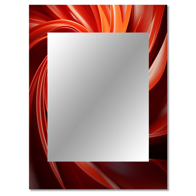 Orange and red abstract spiral dreamscape II - Abstract Spirals Mirror, Modern Unique Wall Mirror, Printed Metal Art