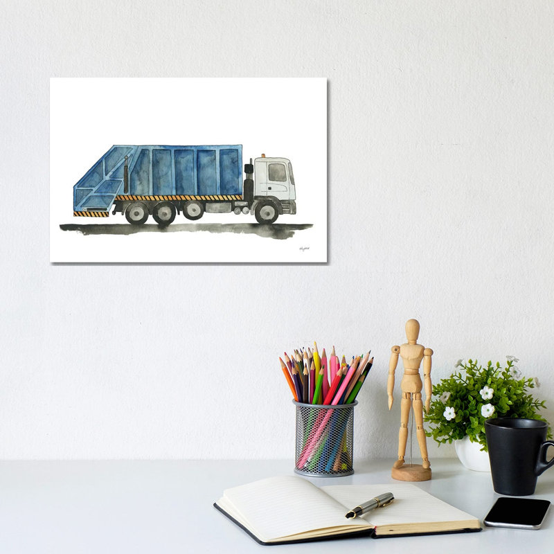 Garbage Truck 1 Piece Wrapped Canvas Painting, 20.32cm H x 30.48cm W x 1.905cm D