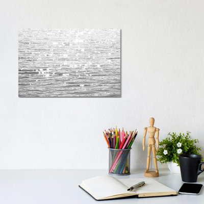 Sunlit Sea Black and White 1 Piece Wrapped Canvas Wall Art