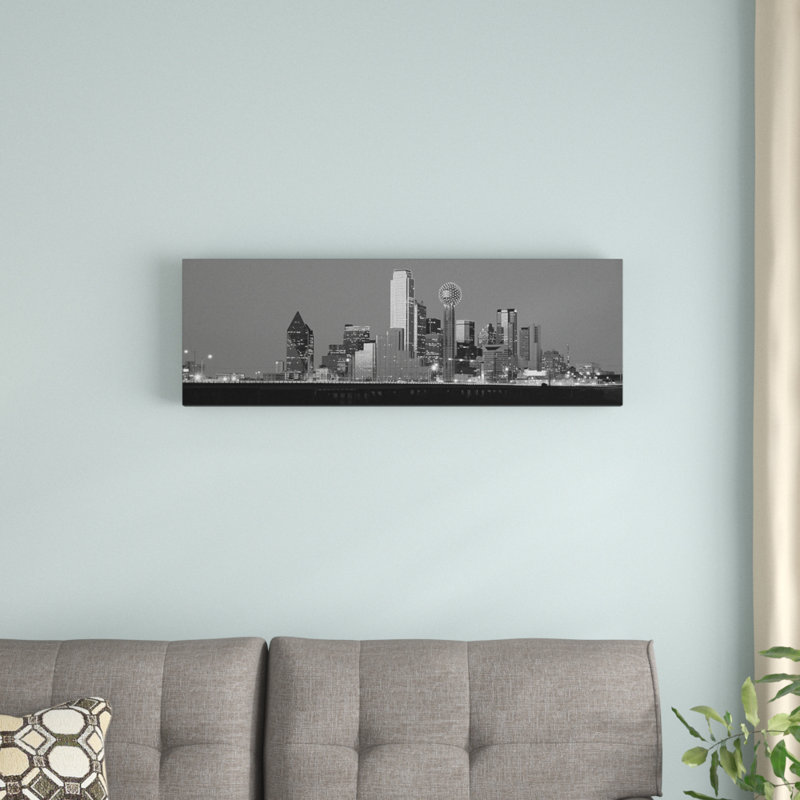 «Dallas Skyline Cityscape (Night)», reproduction de photo sur toile tendue, H 12 po x l 36 po x P 1,5 po