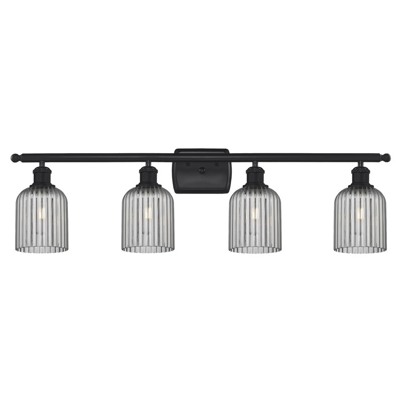 Éclairage pour meuble-lavabo à 4 lumières à intensité variable Fiennes Veil, Noir mat, Gris fumée