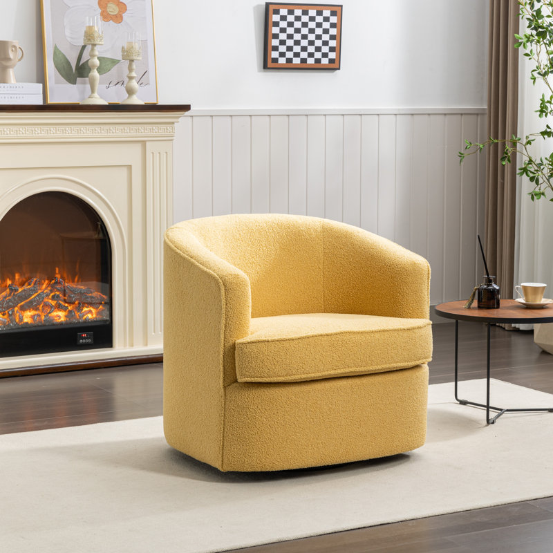 Fauteuil demi-tonneau pivotant de 29 po Jenai, Polyester jaune