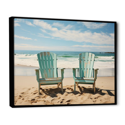 Chaises de plage bleu sarcelle I sur toile