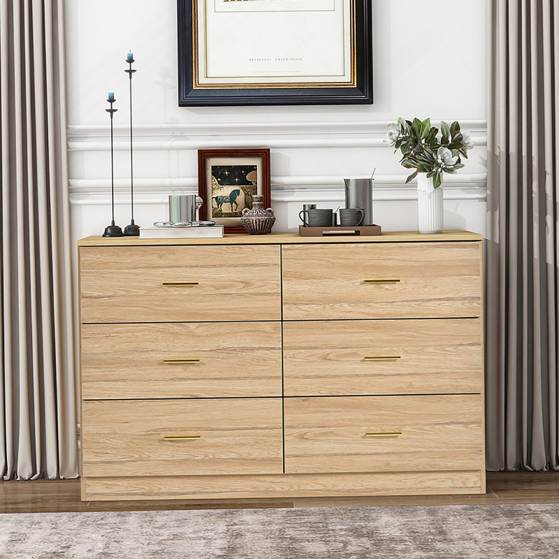 Commode 6 tiroirs Modern Modern, Naturel