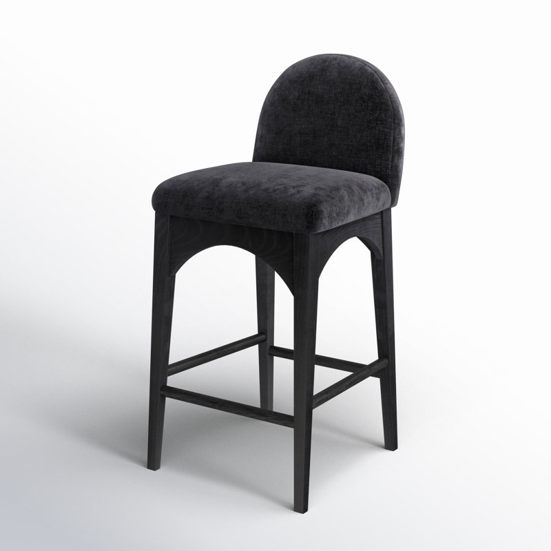 Tabouret de comptoir Beppo, Noir, noir, noir, noir, Chenille noir
