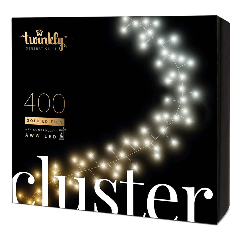Twinkly Smart Decorations 400 LED Amber Gold and White Cluster Lights