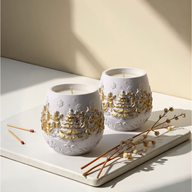 Ensemble de bougies élégantes non parfumées (2 pièces), blanc et or, 3,1 x 3,1 x 3,5 pouces | 100% paraffine et 5% huileux | Durée de combustion de 12 à 13 heures, sécuritaire et élégant pour la décoration intérieure | Cadeau parfait pour toute occasion