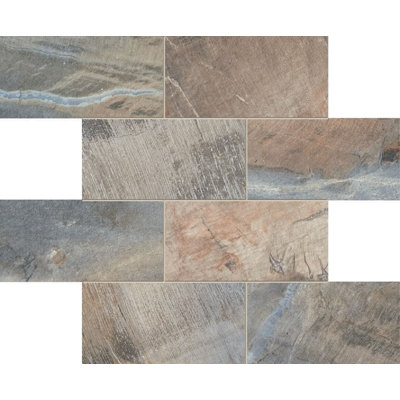 Carreau de mosaïque de mur et de plancher en porcelaine empilée 3 po x 6 po Fossil