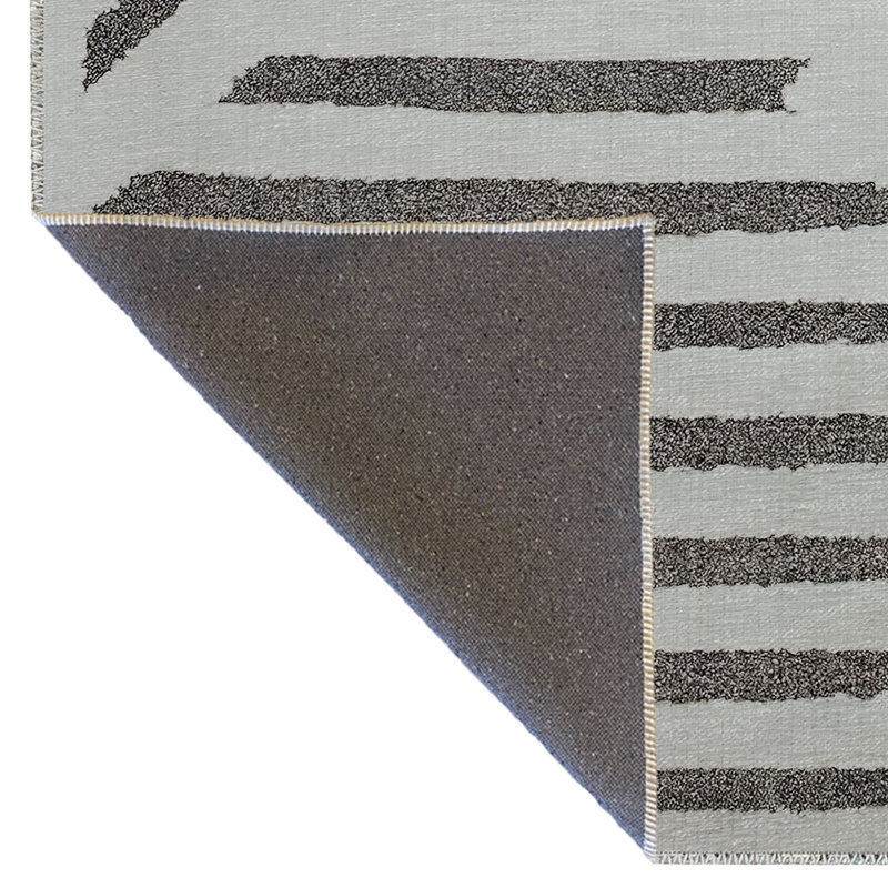 Tapis décoratif moderne à motif zigzag à rayures grises et beiges, Rectangle 4 pi 7 po x 6 pi 7 po