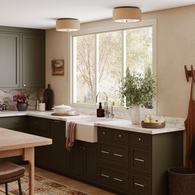 Flush Mount Ceiling Light With Seagrass Shade