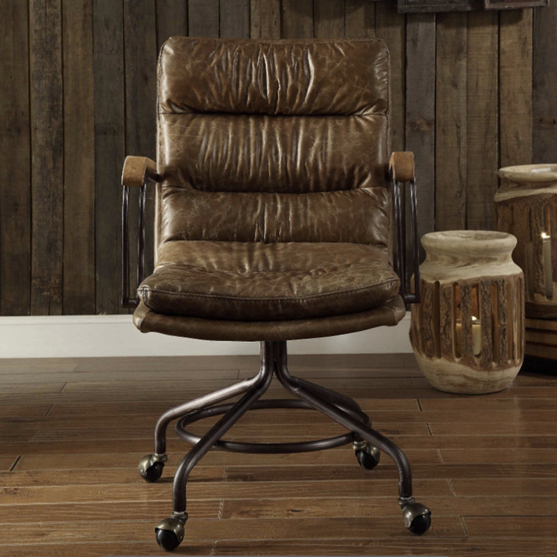 Chaise de bureau en cuir rétro Vintage Whiskey