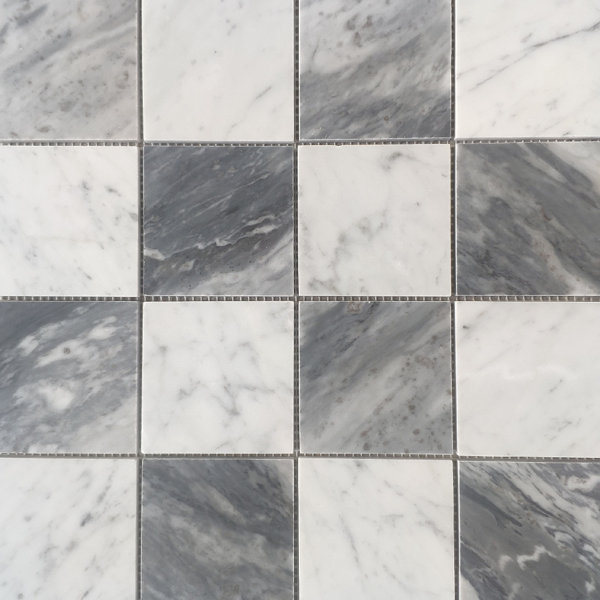 Carrara White Nero Marquina Black Marble 3x3 Checkerboard Mosaic