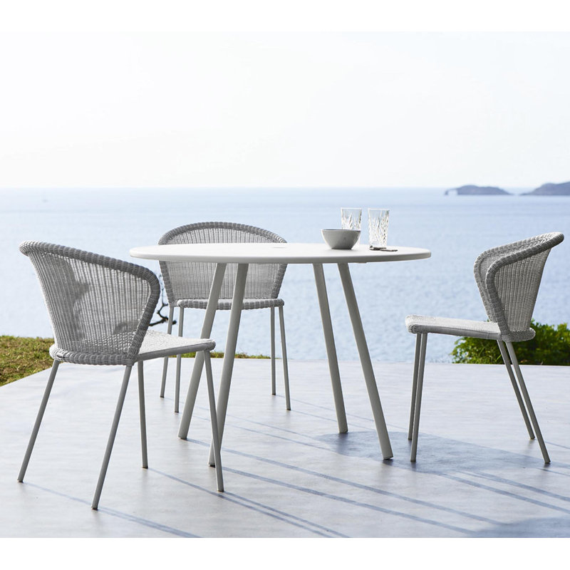 Lean Stacking Patio Dining Side Chair with Cushion, White