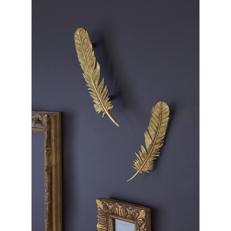 Feathers Wall Art Large, Gold Leaf, Set of 2