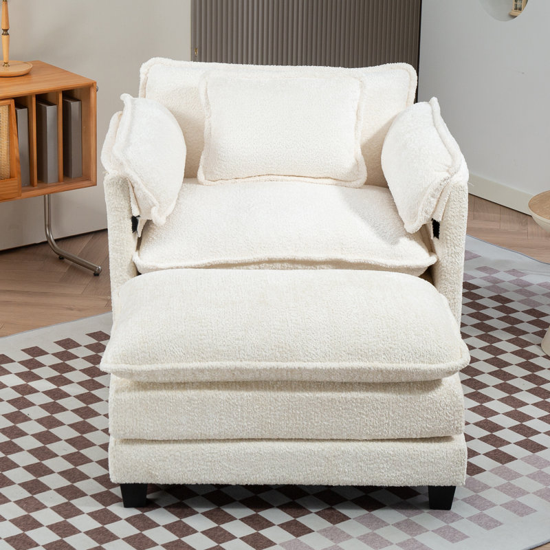 Canapé surdimensionné d'intérieur, repose-pieds portatif, canapé-lit simple Boucle avec siège plus large, coussin double profond, enveloppement épais d'accoudoirs épais pour le salon, la chambre à coucher