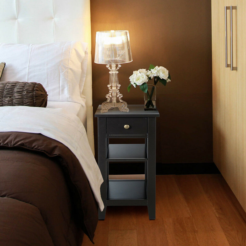 Charleena End Table with Storage, Black