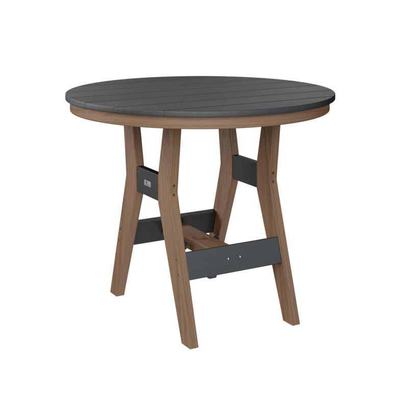 Harbor Outdoor Round Bar Table, Antique Mahogany, Black