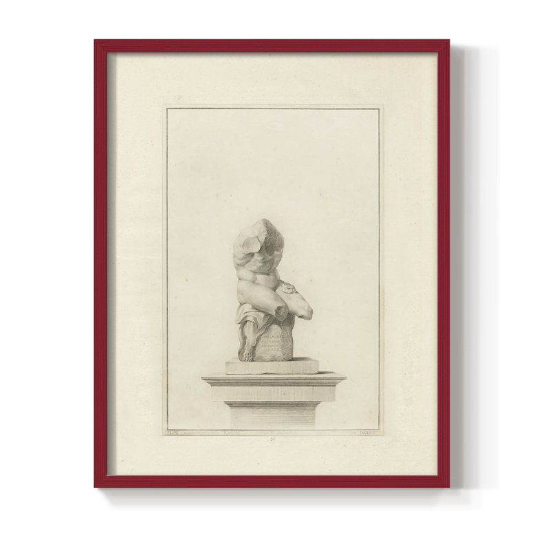 Croquis rétro CX, reproduction encadrée - bois massif, H 21 po x l 17 po, Rouge