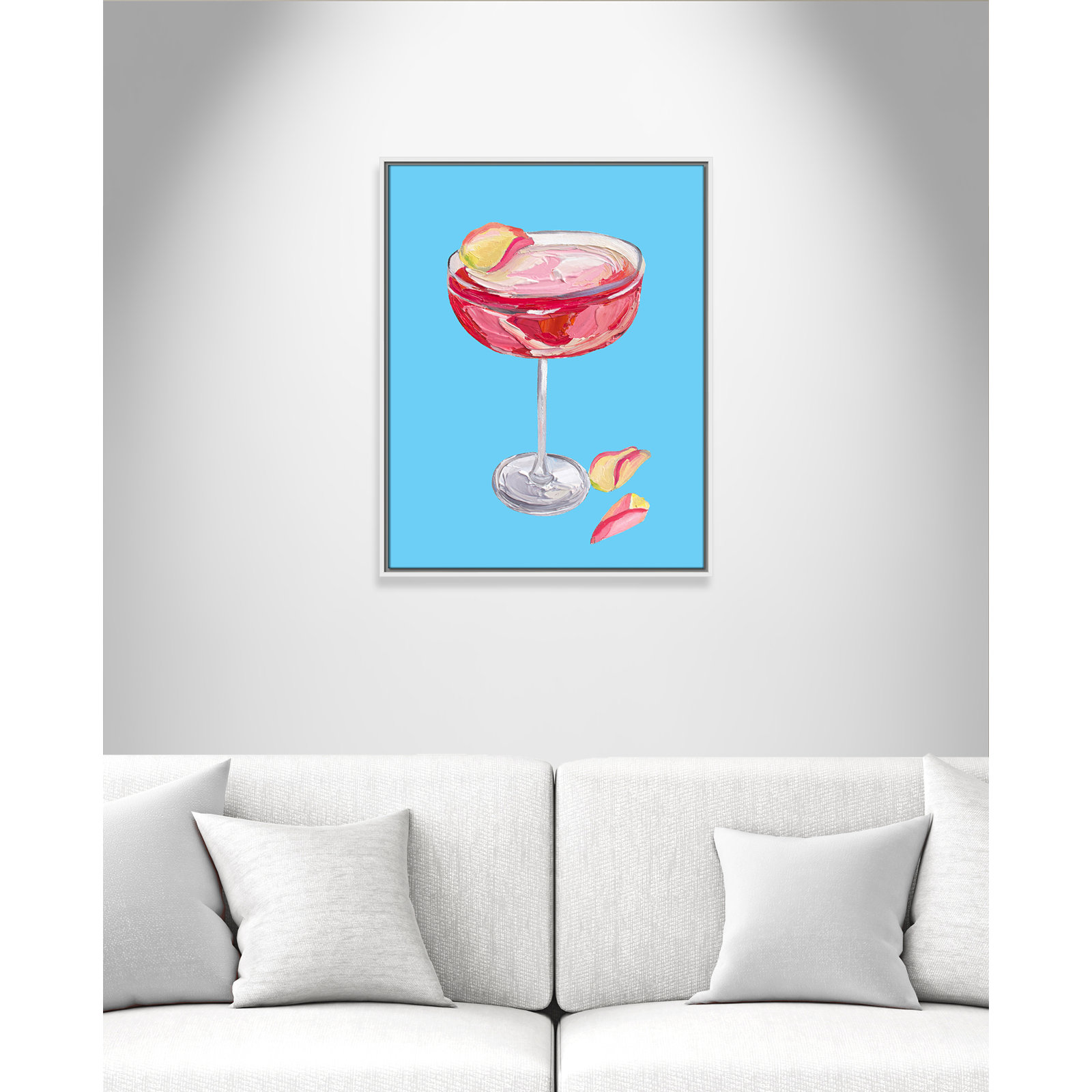 Sparkling Rose Gin Cocktail Print by Straker, 29.5" H x 23.5" W, White Floater
