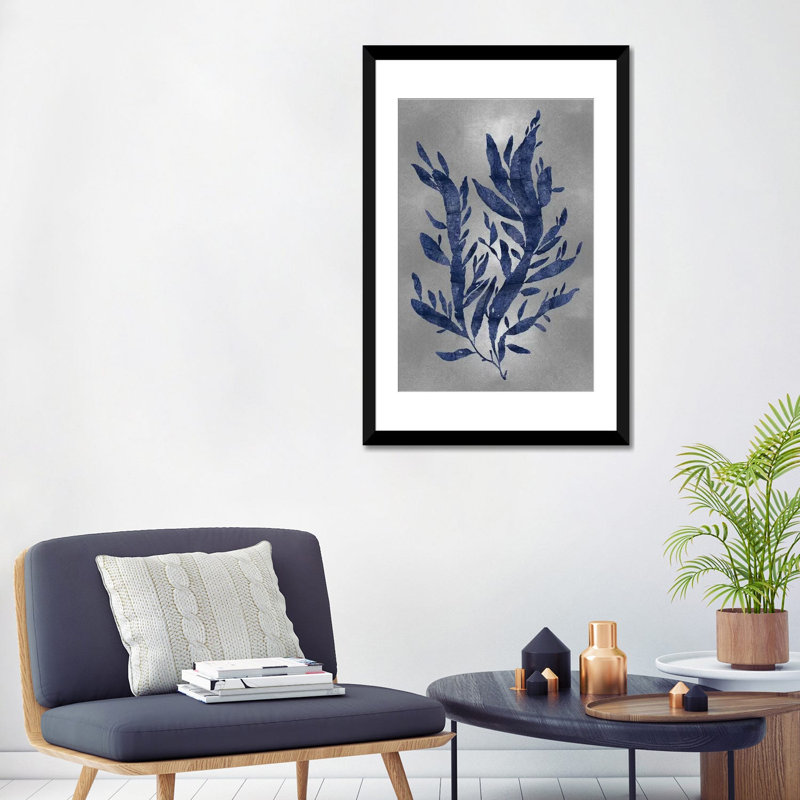 « sea life series : blue on silver iv », reproduction d’impression sur toile, H 32 po x l 24 po x P 1 po, Blanc
