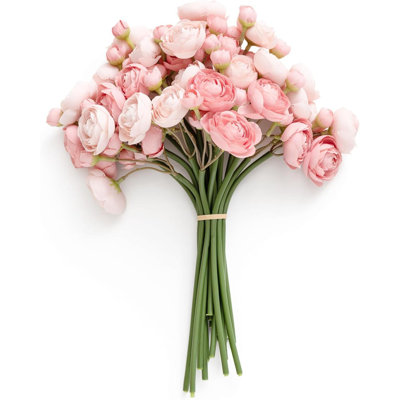 Ranunculus Artificial Flower Faux Silk Mini Ranunculus Flowers For DIY Bouquet Bulk Fake Wedding Filler Flowers For Centerpieces Arrangements Bridal Shower Decorations Dusty Rose