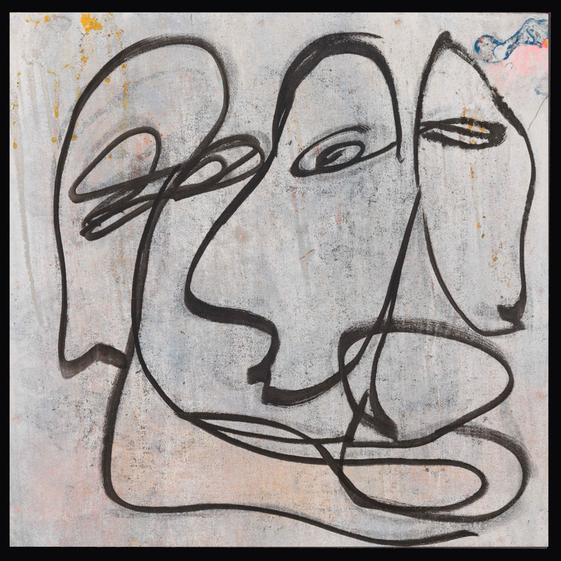 Faces Of Life III Painting, Black Framed, 24" H x 24" W