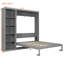 Grand lit gris avec tablettes, mur pour le bureau à domicile, solution d'espace, multi-zones faciles à utiliser, support pour matelas, style élégant