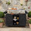 Îlot de cuisine extérieur avec chariot à roulettes avec tablettes de rangement et porte-épices, porte-serviettes