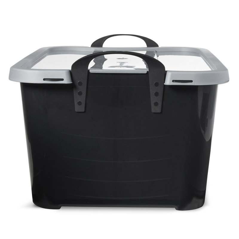 Life Story 55 Quart Black Stackable Lidded Storage Bins, Set of 6