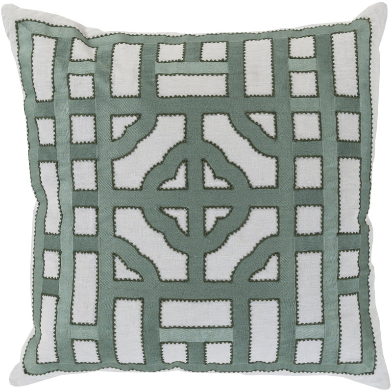 Geometric Down Throw Pillow, Ivory/Charcoal, 22" H x 22" W
